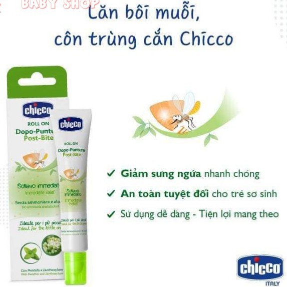 Lăn bôi vết muỗi đốt, côn trùng cắn Chicco cho bé từ sơ sinh