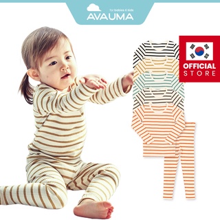 Đồ ngủ AVAUMA tay dài kẻ sọc bằng cotton vừa vặn cho em bé 3 tháng - 7 tuổi