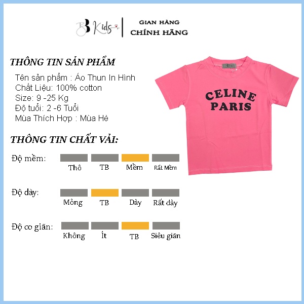 Áo Thun Ngắn Tay BB Kids Cho Bé In Chữ cilen Chất Liệu Cotton 100% Co Giãn 4 Chiều