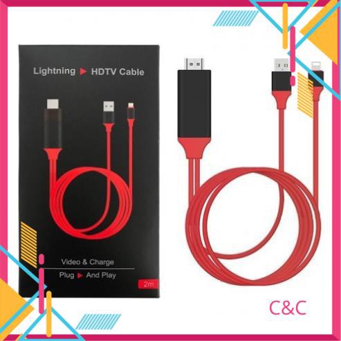 Cáp MHL chuyển tín hiệu từ Iphone 5/ 5S/ 6S/ 6 Plus/ 7/7P/8/8P/SE lên Tivi -Cáp HDMI cho Iphone