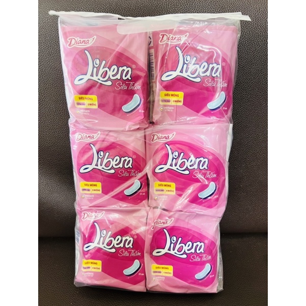 Bịch 6 Gói Băng Vệ Sinh Libera Siêu Thấm Siêu Mỏng Có Cánh/Không Cánh