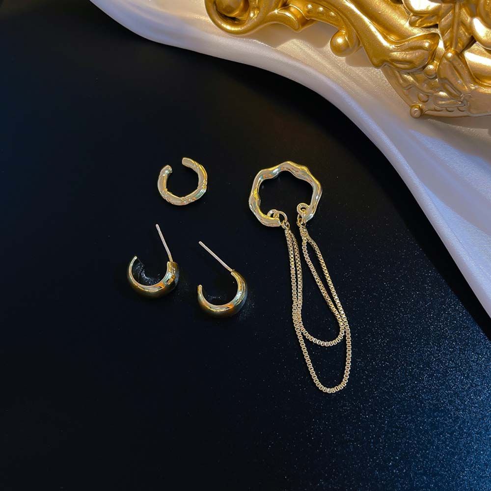 Set 4 bông tai phong cách hip hop thời trang Hàn Quốc