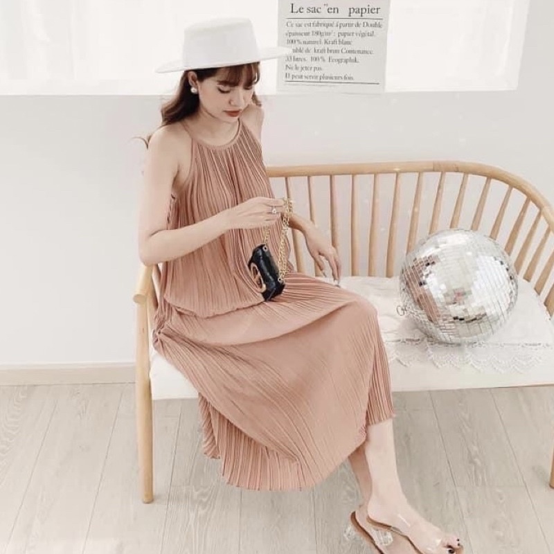 Váy Yếm Dập Ly Maxi Đi Biển 9 Màu
