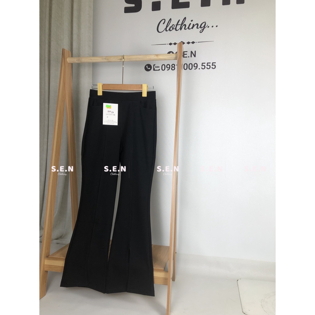 Quần ống loe xẻ ống, quần công sở ống vẩy chất umi co dãn 4 chiều