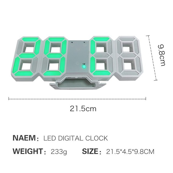 Đồng hồ đèn Led 3D treo tường, để bàn Digital Wall Clock