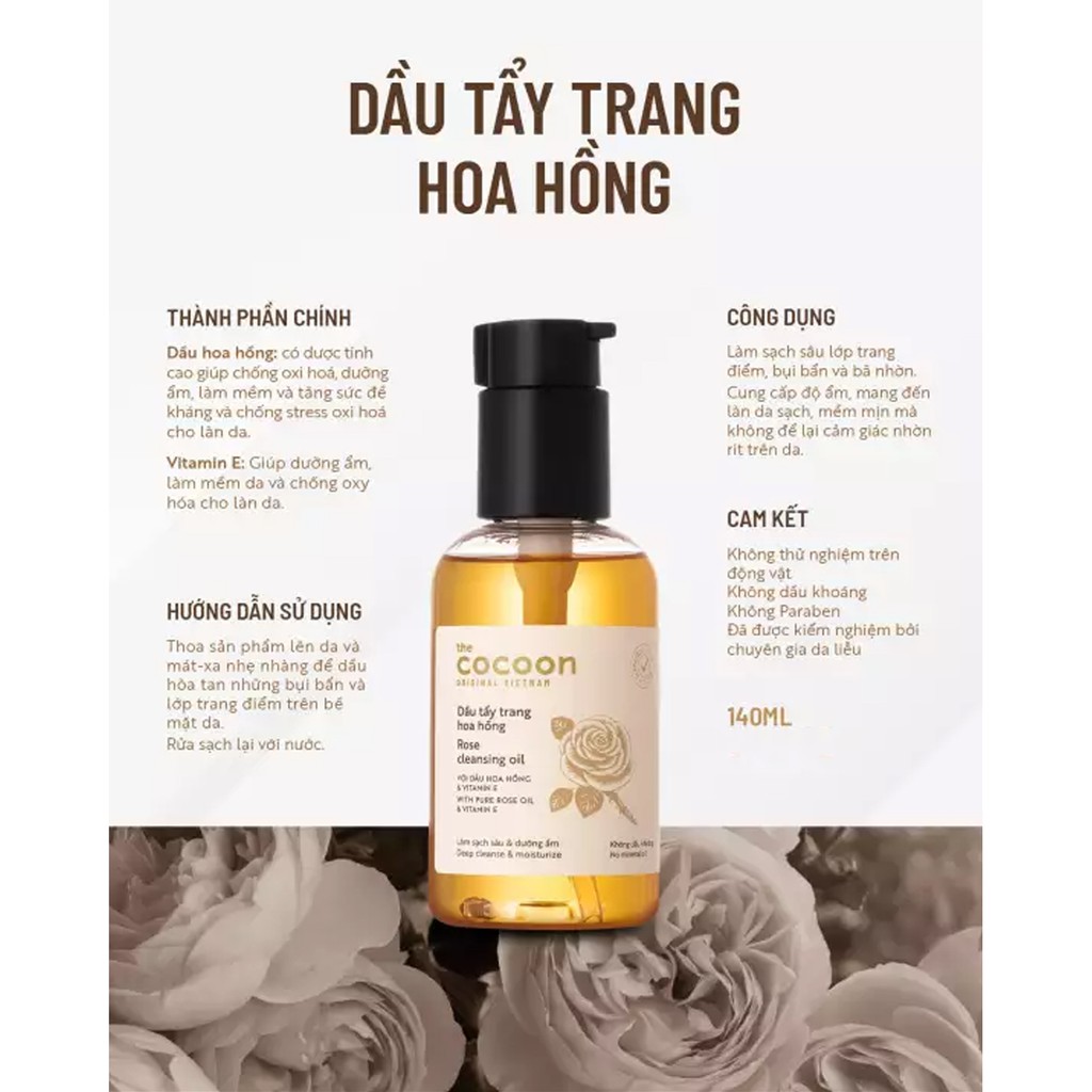 Dầu Tẩy Trang Hoa Hồng Cocoon Rose Cleansing Oil 140ml