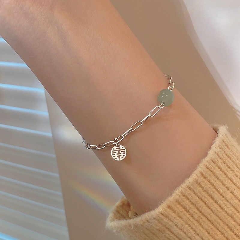 ✨✨Vòng Đeo Tay Bạc Phối Mặt Nhân Vật Trung Hoa May Mắn Đính Đá Thời Trang Cho Nữ