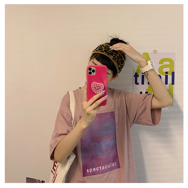 SUXI Áo Thun Ngắn Tay Cổ Tròn Dáng Rộng In Họa Tiết Đơn Giản Dễ Phối Đồ Thời Trang Mùa Hè Cho Nữ