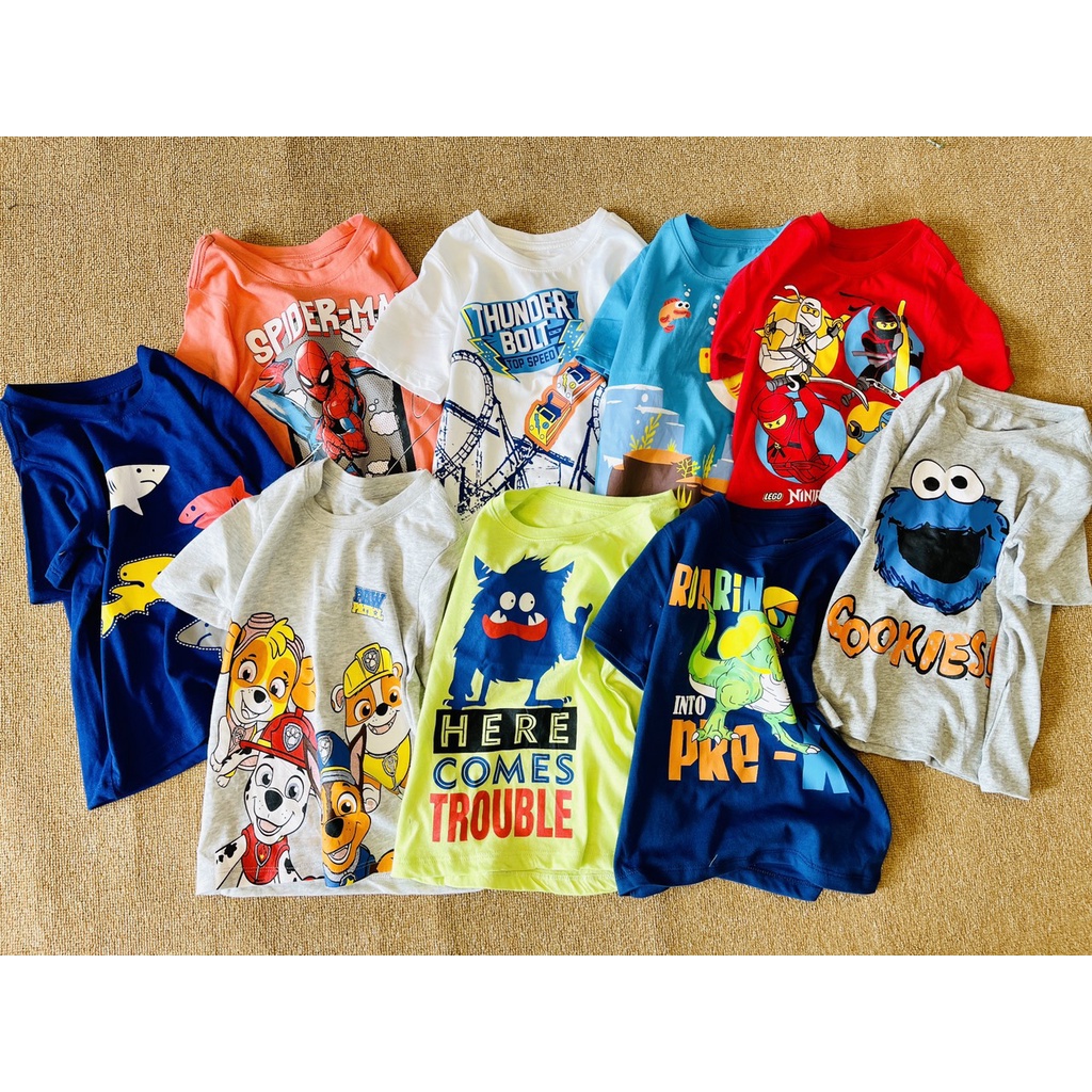 Áo thun bé trai cộc tay 1 tuổi đến 5 tuổi, xuất dư thun cotton ATCC - Bebefamilyshop