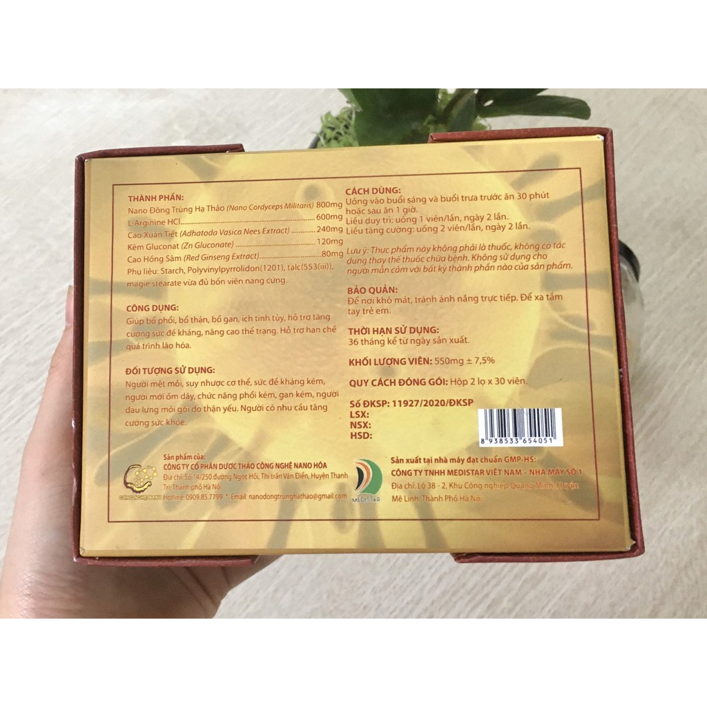 Viên nang đông trùng hạ thảo tăng cường sức khỏe Nano Đông Trùng Hạ Thảo 60 viên/ Hiệu quả sau 2 tuần