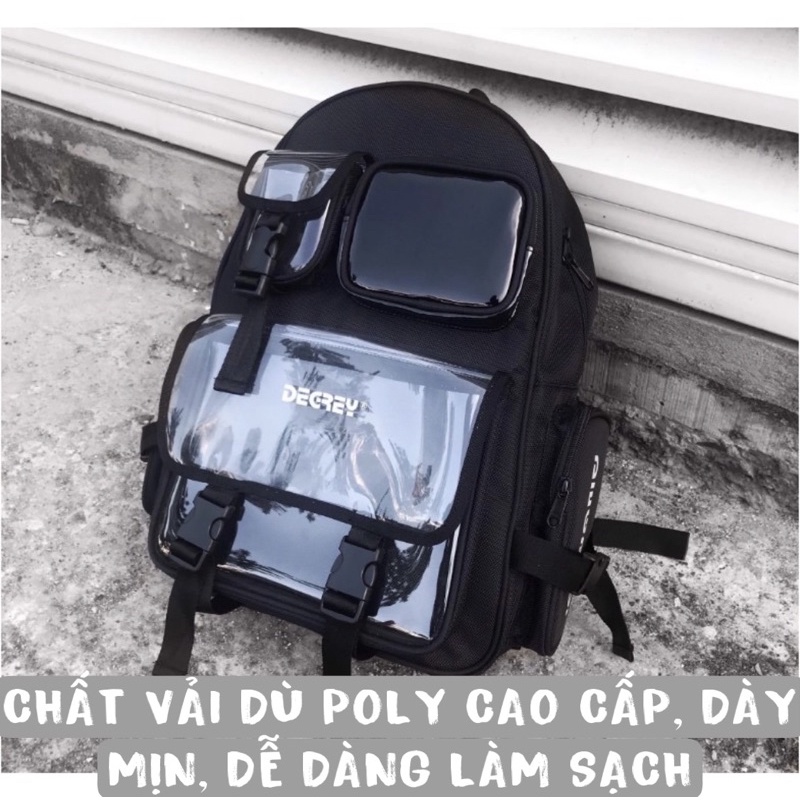 Balo Degrey Black Backpack 2810 Clothes Shop Balo Đi Học Đen Ulzzang Unisex