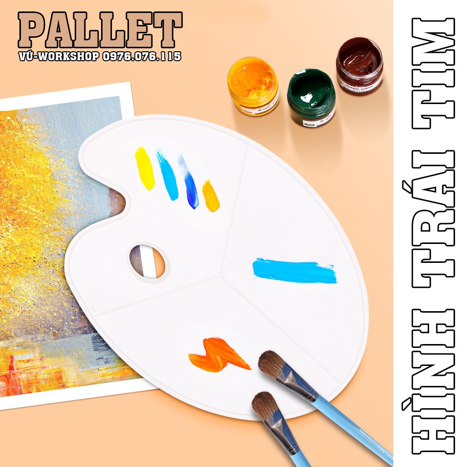 Họa Cụ - Pallet Hình Trái Tim - DụngCụ Pha Màu Vẽ, Palet Pha Màu Bột, Acrylic, Sơn Dầu.