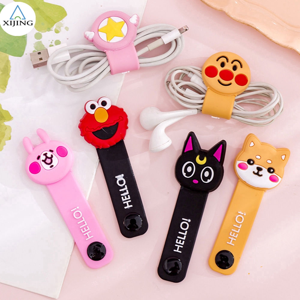 Phụ Kiện Bọc Bảo Vệ Dây Cáp Sạc / Tai Nghe Kiểu Dáng Hoạt Hình Xinh Xắn