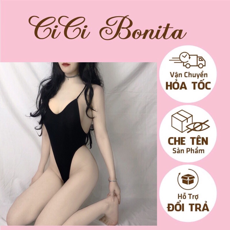 Áo bodysuit 2 dây chất thun co giãn sexy/ đồ liền thân nóng bỏng CB08