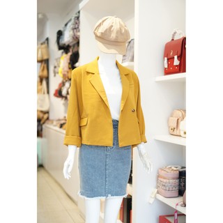 Blazer Form Ngắn Vàng Trơn 069