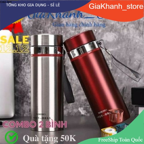 [Combo 2 Bình] Bình giữ nhiệt inox SUS 304 cao cấp 1000ml có nắp lọc trà , giữ nóng giữ lạnh đến 12 tiếng