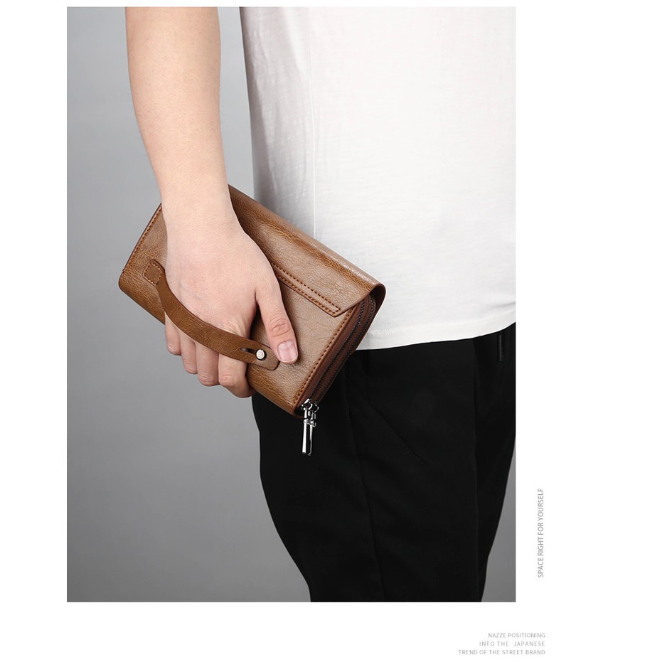 Ví cầm tay nam nữ thời trang JEEP BULUO, KT: 21x13x4cm (Nâu sáng-Nâu đậm-Đen) | BigBuy360 - bigbuy360.vn