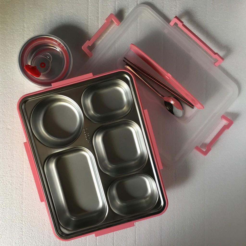 Khay Đựng Cơm 5 Ngăn - Khay Đựng Thức Ăn Văn Phòng INOX Cao Cấp --anthudogiadung89