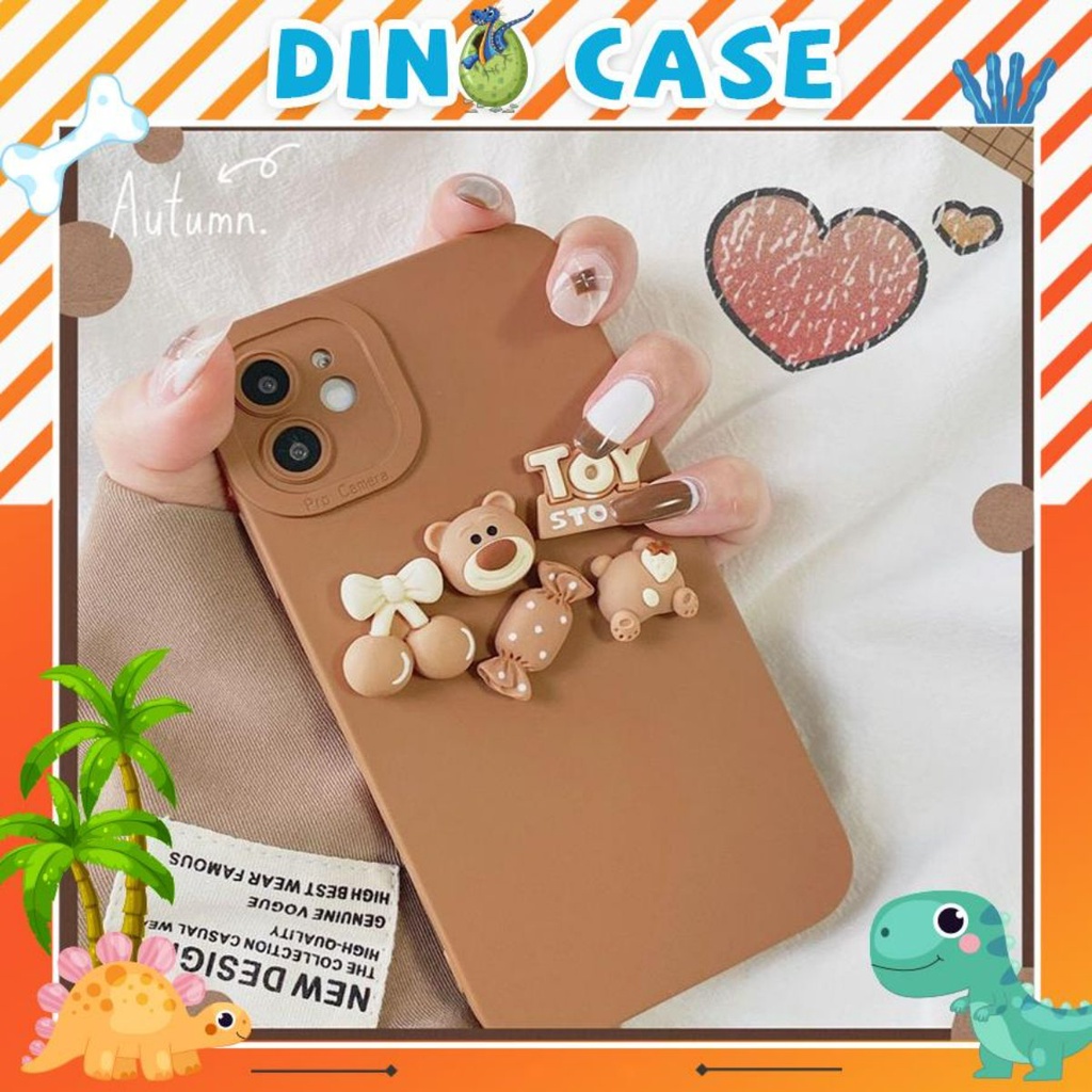 Ốp lưng iphone cạnh vuông bảo vệ camera gắn gấu toy 7plus x xsmax 11 11promax 12 12pro 12promax 13 13pro 13promax DT13
