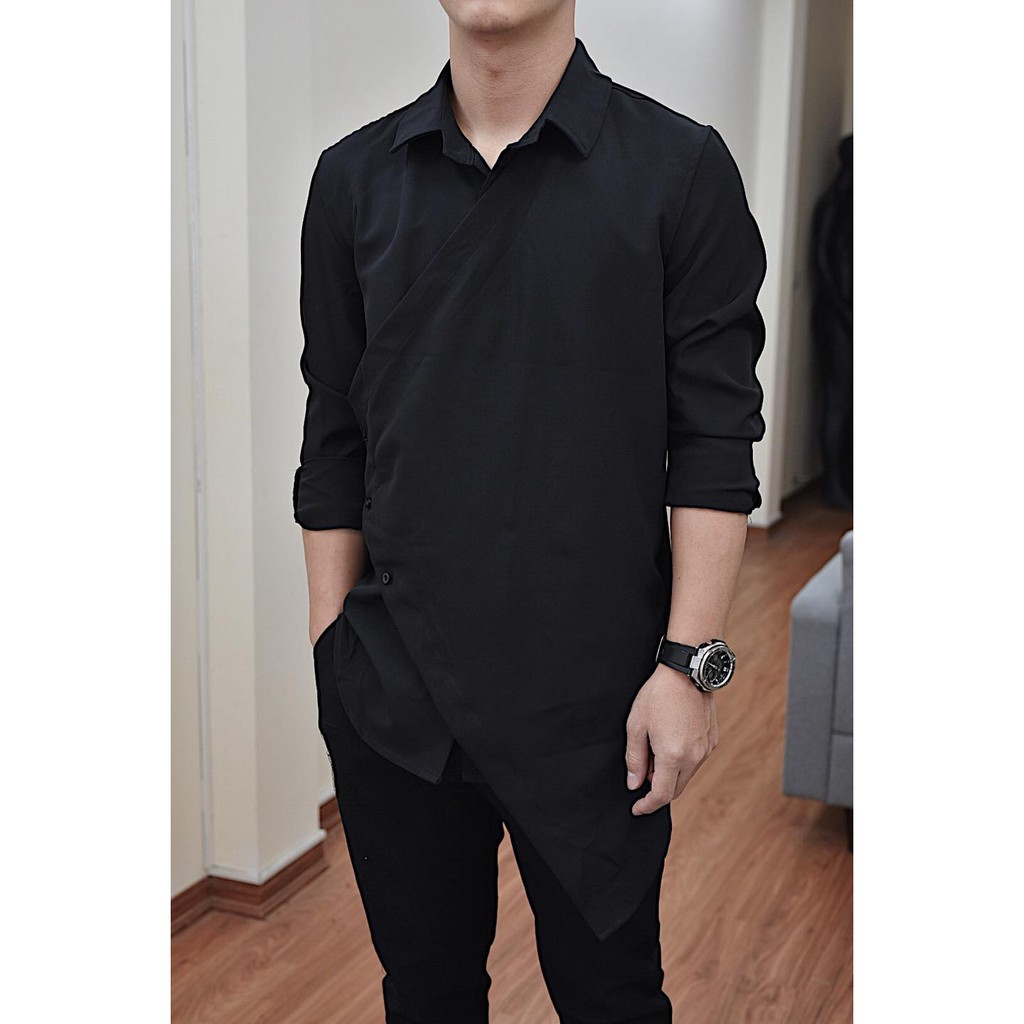 Áo Sơ mi Kimono trắng đen cách tân Phong cách Hàn quốc