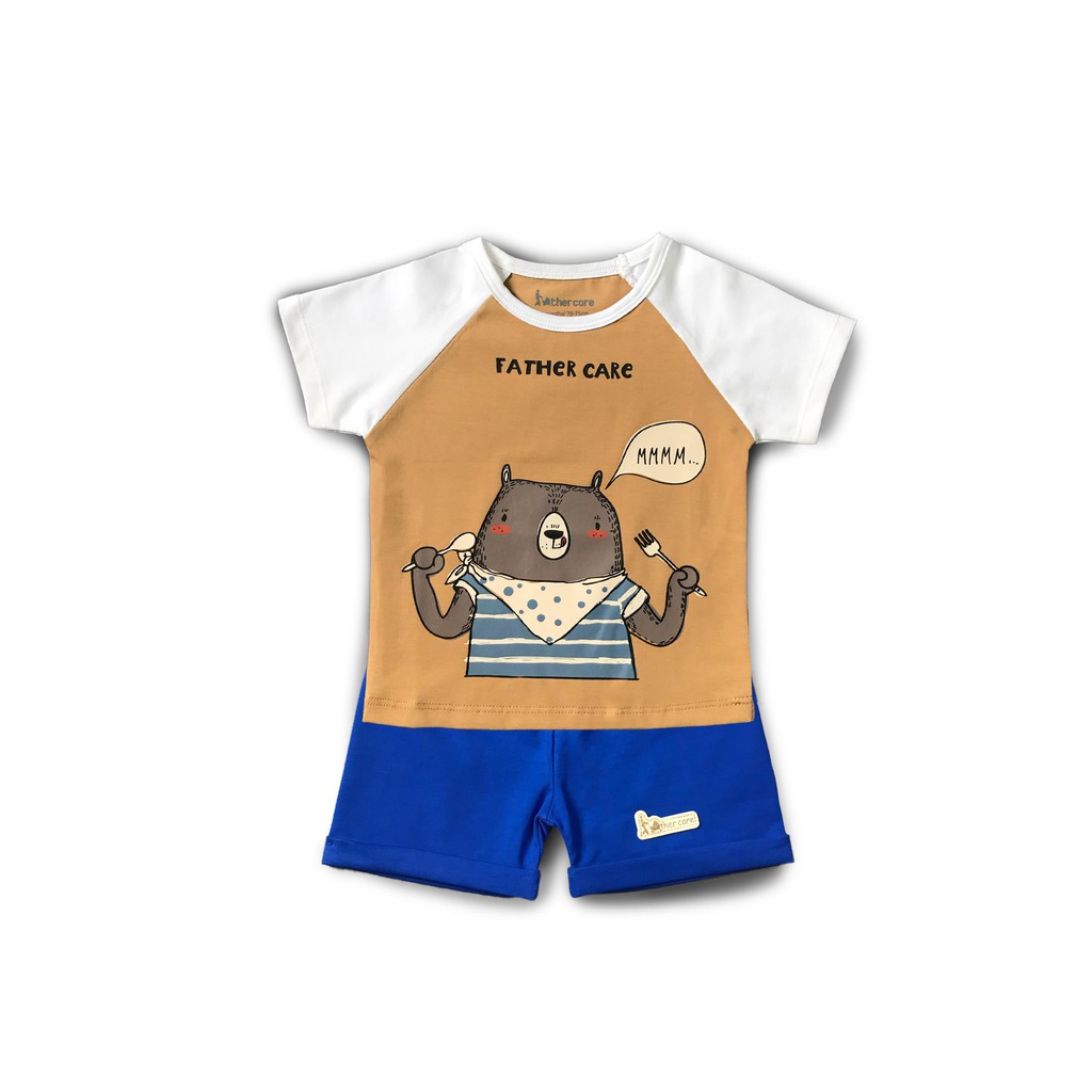 Bộ Quần Áo trẻ em Raglan Thời Trang FatherCare Cộc Tay Cotton - In Hình