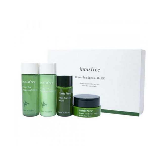 Bộ Dưỡng Da  Hàn Quốc Innisfree Green Tea Seed Serum Special Set 4 Món