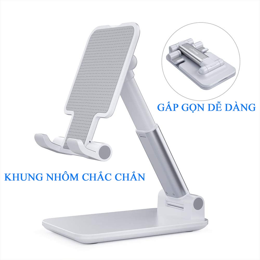 Giá đỡ điện thoại, máy tính bảng gấp gọn thông minh, điều chỉnh độ nghiêng, cắm sạc dễ dàng