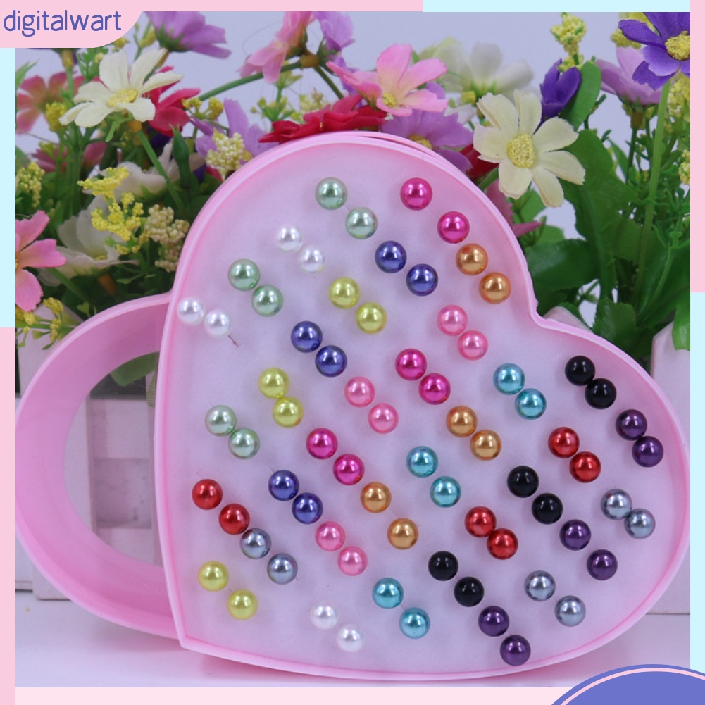 Bộ 36 khuyên tai hạt tròn nhiều màu sắc dễ thương cá tính dành cho nữ