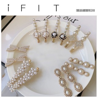 Kẹp tóc iFIT đính ngọc trai viền hoa thời trang Hàn Quốc