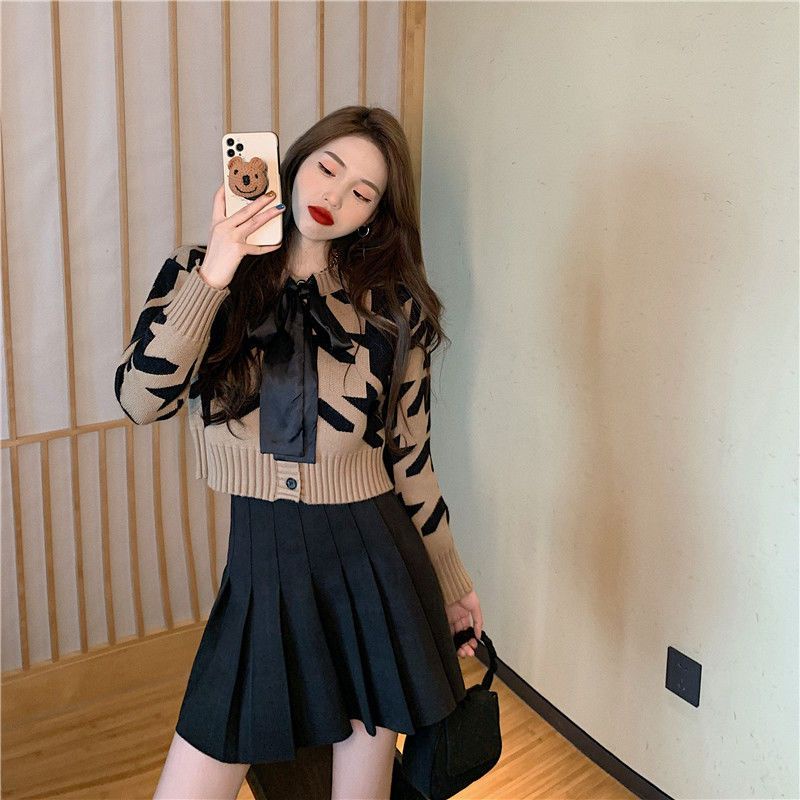 Áo Khoác Cardigan Dệt Kim Phối Nơ Xinh Xắn Cho Nữ  tao bao