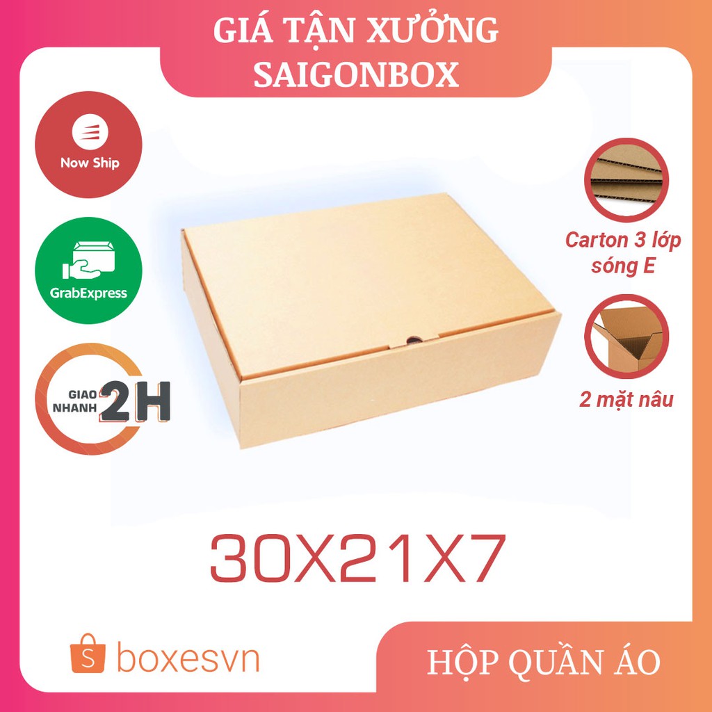 [GIÁ TẬN XƯỞNG] Combo 10 hộp carton đựng quần áo size 30x21x7 cm