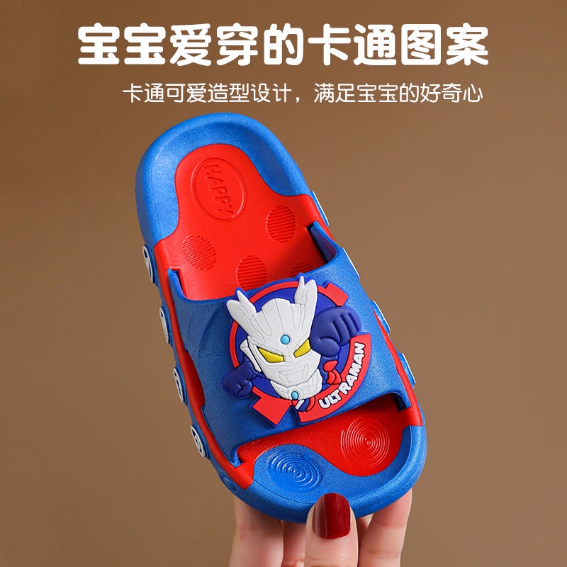 Dép Sandal Đế Mềm Chống Trượt Phong Cách Hoạt Hình Ultraman Thời Trang Dành Cho Bé Trai