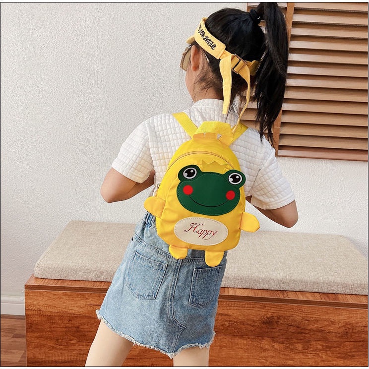 Children's backpack cartoon little frog kindergarten bag Korean style cute men's and women's bag 1-5 years old lost-proof backpack