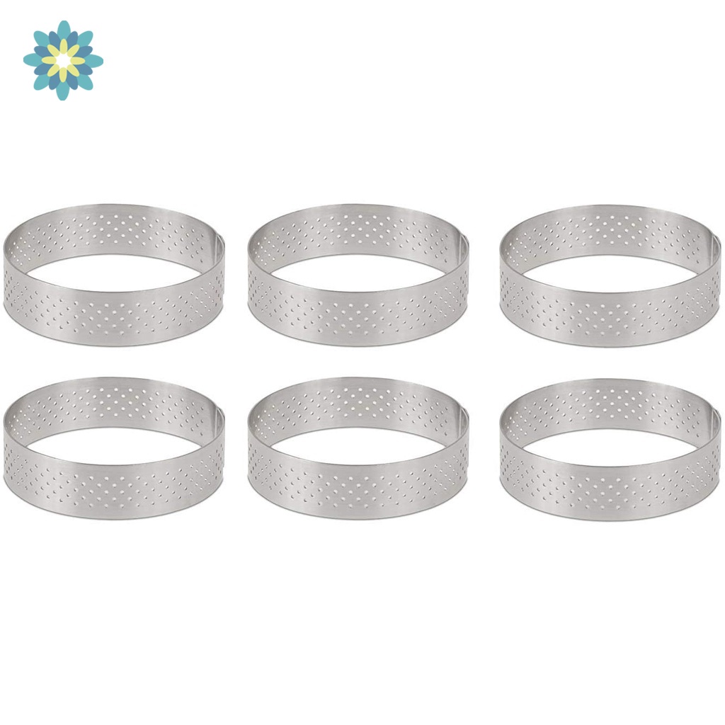 Khuôn làm bánh tart hình tròn đục lỗ bằng thép không gỉ bền bỉ tiện lợi 8cm