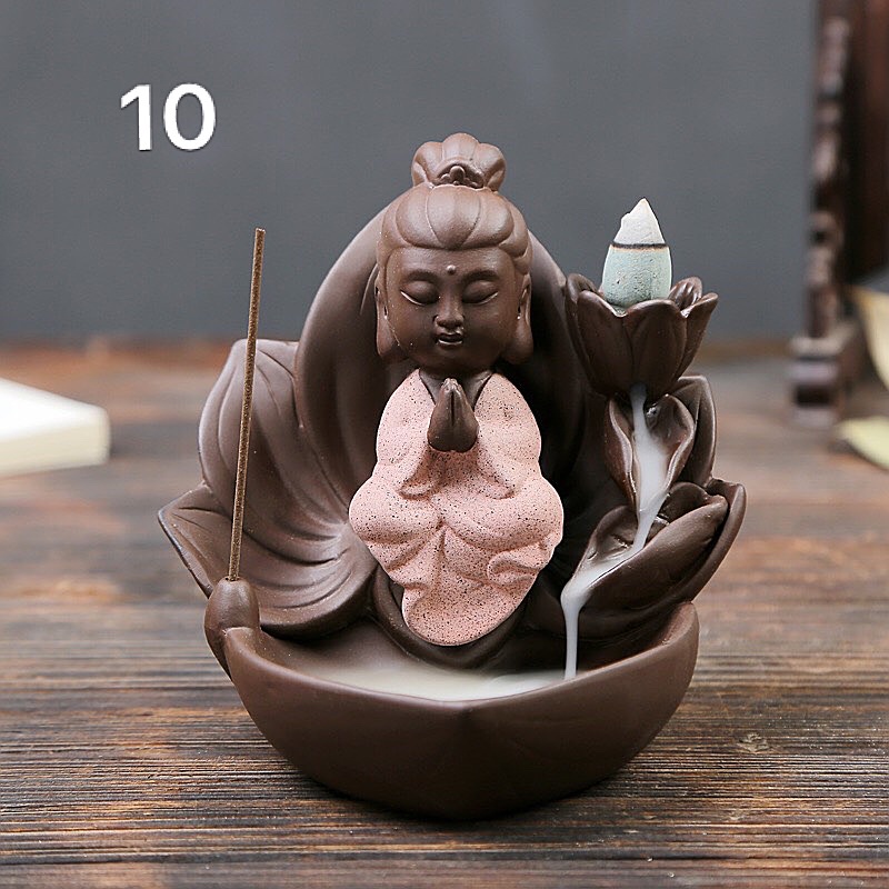 Thác khói trầm hương, đốt trầm phong thuỷ gốm sứ Bát tràng hòn non bộ tượng phật tượng bàn tay
