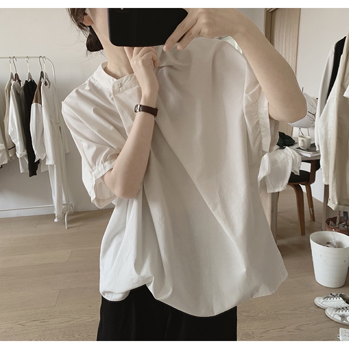 Áo Thun Cotton Tay Ngắn Dáng Rộng Cổ Tròn Thiết Kế Đơn Giản Thời Trang Mùa Hè Hàng Mới Dành Cho Bạn Nữ