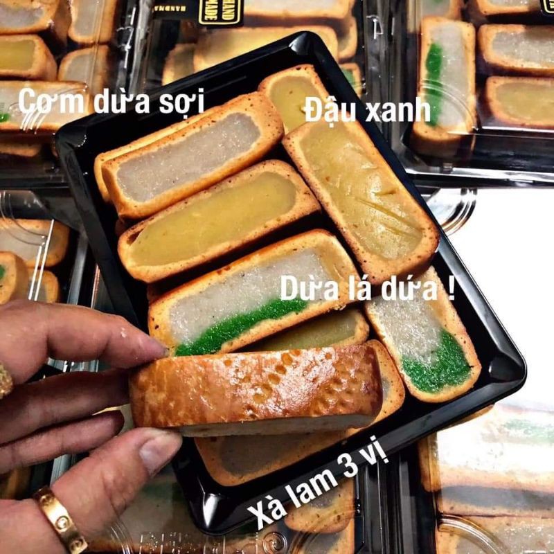 Bánh dừa xà lam nướng mix 3 vị hộp 500g