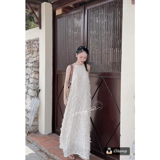 🌸Váy xuông tơ lông cổ yếm dáng dài🌿🌿