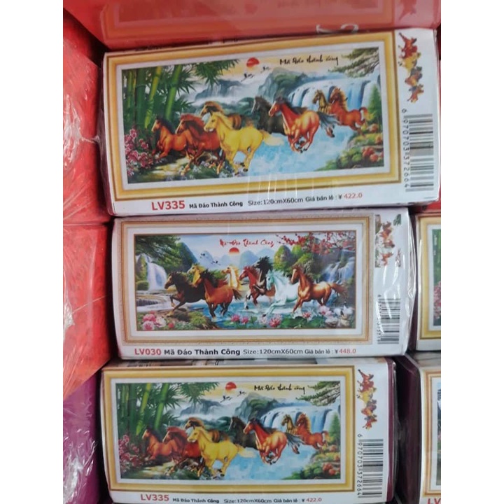 Tranh đính đá mã đáo thành công KT:120x60cm. Tranh gắn đá chưa làm.