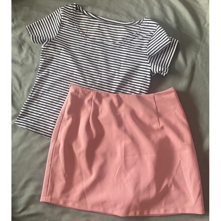 Áo croptop sọc ngang trắng đen phong cách - 2hand xnk Hàn Nhật Trung Mỹ- 989100