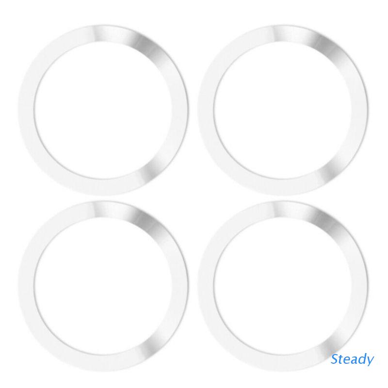 Set 4 vòng giá đỡ điện thoại gắn cổng thoát khí xe hơi sạc không dây nam châm Qi kim loại tròn thích hợp cho iPhone