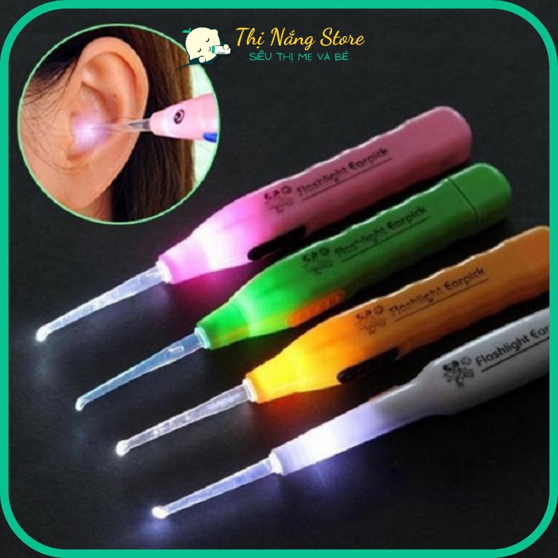 Cây lấy ráy tai có đèn phát sáng - Ngoáy tai có đèn 3 đầu Thị Nắng Store Đèn lấy ráy tai, ngoáy tai có đèn cho bé có hộp