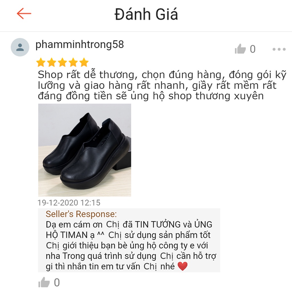 Giày lười nữ chất liệu da vải slip on kiểu mọi đế cao màu trắng độn đế bảo hành 1 năm GL04 TIMAN