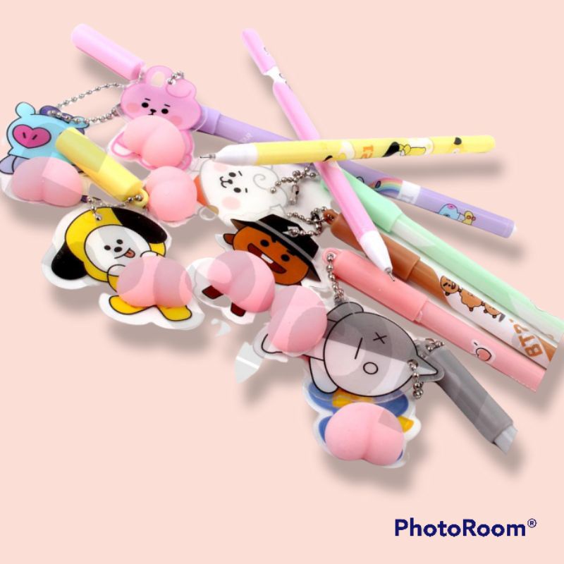 Fancy bt21 Bút gel doraemon boba Hình Mực pop it spiner