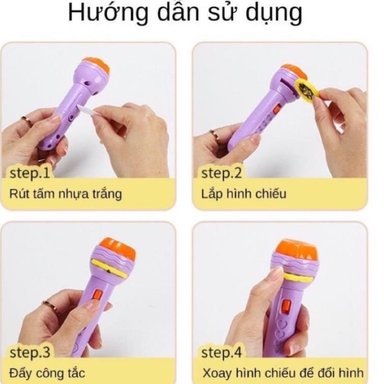 Đèn pin chiếu phim hình cho bé 80 hình động vật ngộ nghĩnh, đồ chơi trẻ em phát triển trí tuệ
