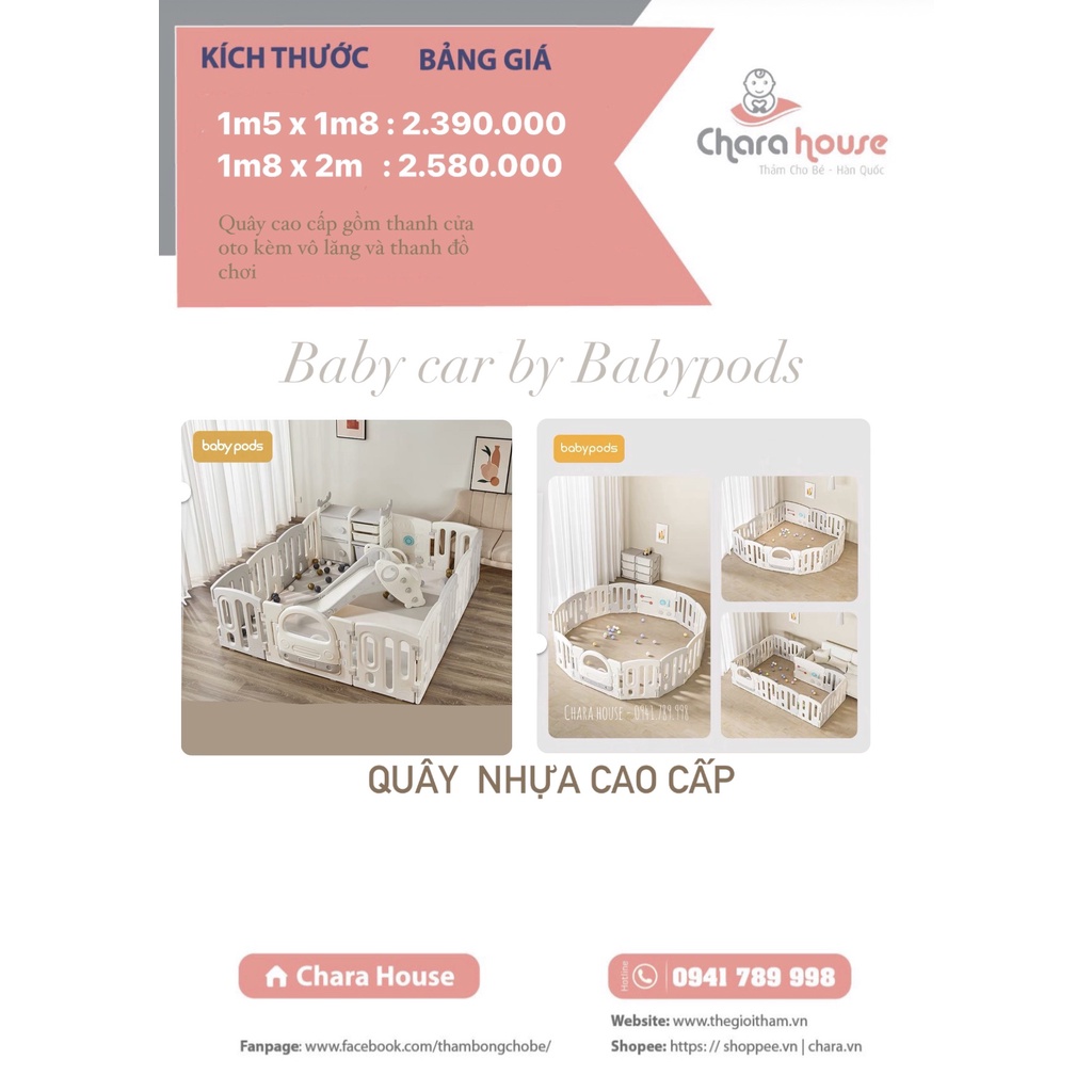 Quây nhựa BabyPods Car cao cấp nhất trong các loại quây có trên thị trường.