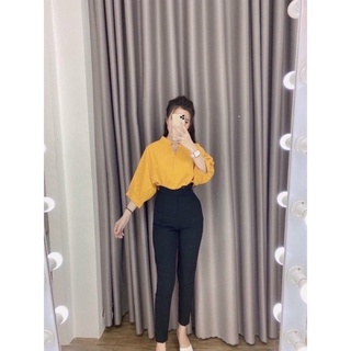 Áo sơ mi cổ trụ kiểu nút sau lưng