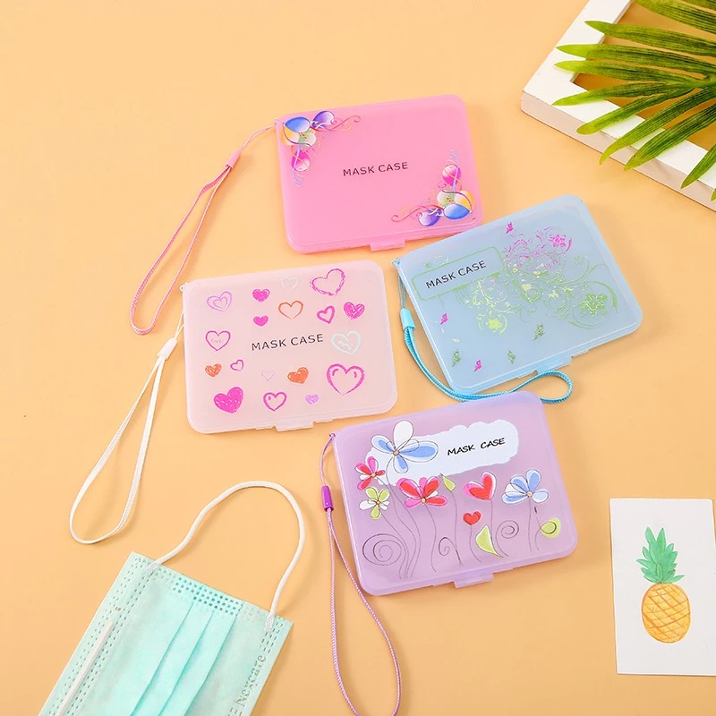 Hộp Đựng Khẩu Trang Hình Vuông Bằng Silica Gel Chống Nước Chống Bụi Có Thể Tái Sử Dụng Thiết Kế Hoạt Hình Kèm Tay Cầm Có Thể Tái Sử Dụng