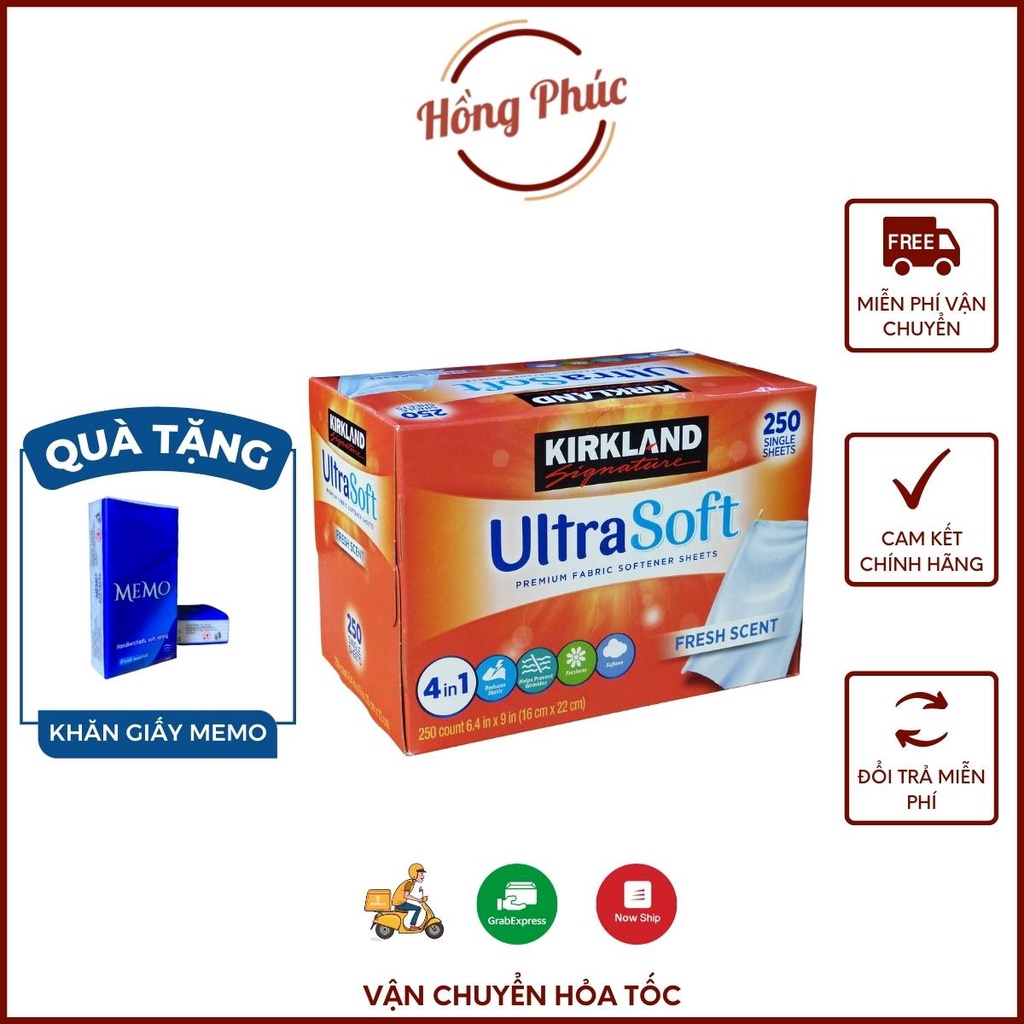 Giấy thơm quần áo kirkland Ultra Soft, làm phẳng quần áo khi sấy, hạn chế tĩnh điện vào mùa khô