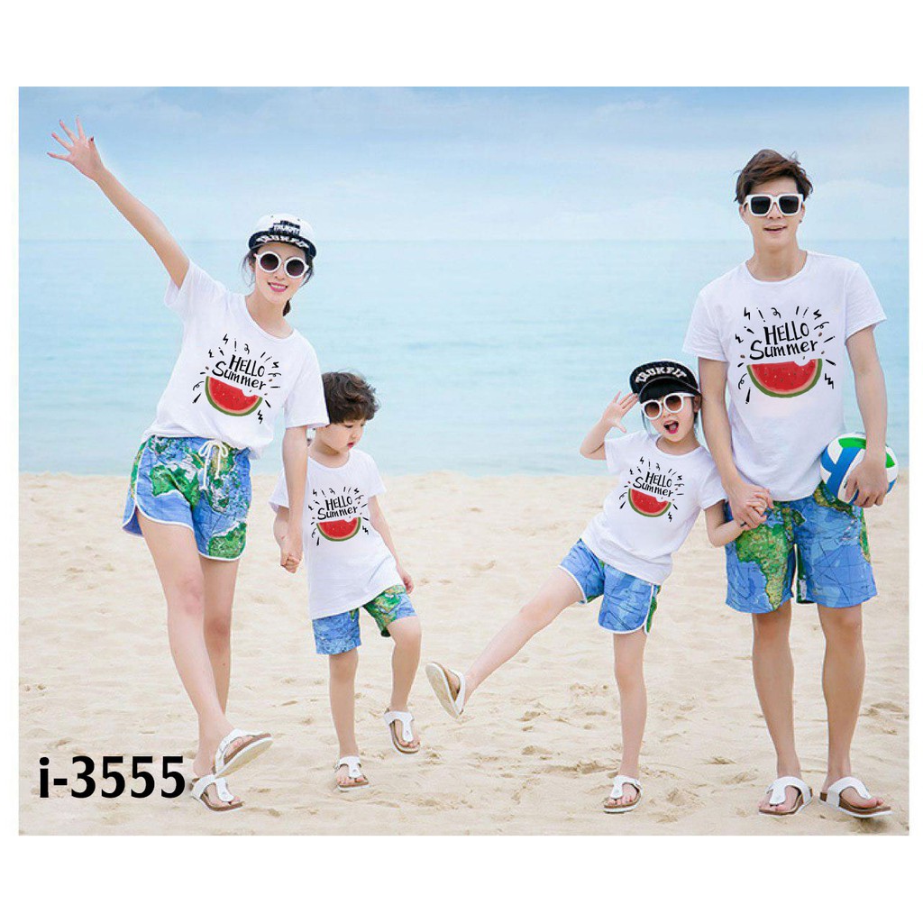 M3555 Áo Thun Gia Đình In HELLO SUMMER Dưa Hấu